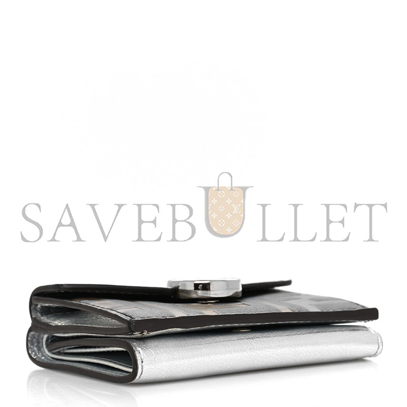 F**di micro tri-fold mini wallet with silver metallic ff logo f (9*6*3cm)